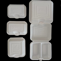 Boîte à lunch jetable moderne en plastique de 9 pouces, 2 compartiments, couvercle à charnière, écologique, pour plats à emporter, pique-nique, emballage alimentaire, rangement