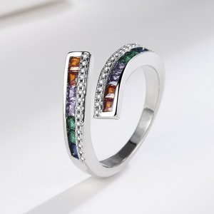 Anillo de Moda con Circonita de Colores Arcoíris para Mujer, Anillo para el Dedo Índice - Product Image 1