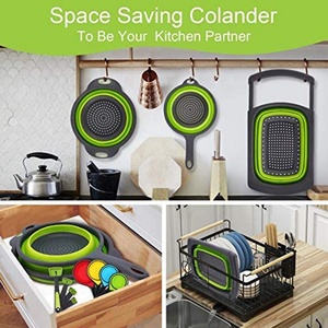 Vegetable Colander With Extendable Thickened Handles & <b>Measuring</b> Cups and <b>Spoon</b> Set, Folding Strainer for Kitchen - Product Image 6