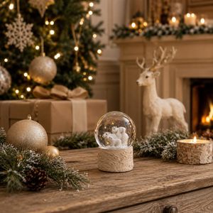 Cadeaux de Noël, petit ours blanc, globe à neige en résine, décoration, boule à eau, globe à neige pour la décoration de la maison - Product Image 1