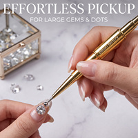 Lot de 4 outils professionnels double-embout pour nail art, stylos à pointe sphérique en métal doré pour manucure (vente en gros)