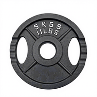Disque de contrepoids quatre barres en fonte pour entraînement de force en salle de sport, 50 mm, 1,25-25 kg, usage commercial, peint, avec deux poignées
