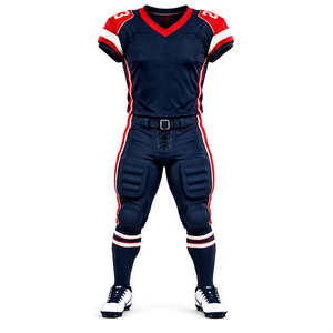 Custom Navy <b>Blue</b> Red White American <b>Football</b> Uniform Jersey Padded Pants Gloves <b>Socks</b> Shoes Team Sportswear 100% Polyester - Product Image 1