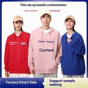 Custom Outono Trabalho Roupas Grupo Edifício Cardigan Com Capuz com Zíper Fino Empresa Logo Anunciou Padrão Sólido Camisa - Product Image 2