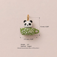 Breloques animales en forme de tasse de thé HD564 en gros, pendentifs mignons 3D renard, panda, lapin en laiton émaillé pour la fabrication de bijoux DIY