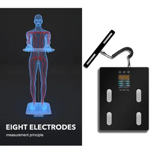 Écran couleur plastique ABS 250KG 8 électrodes poids numérique analyseur IMC pesage salle de bain balance de graisse corporelle