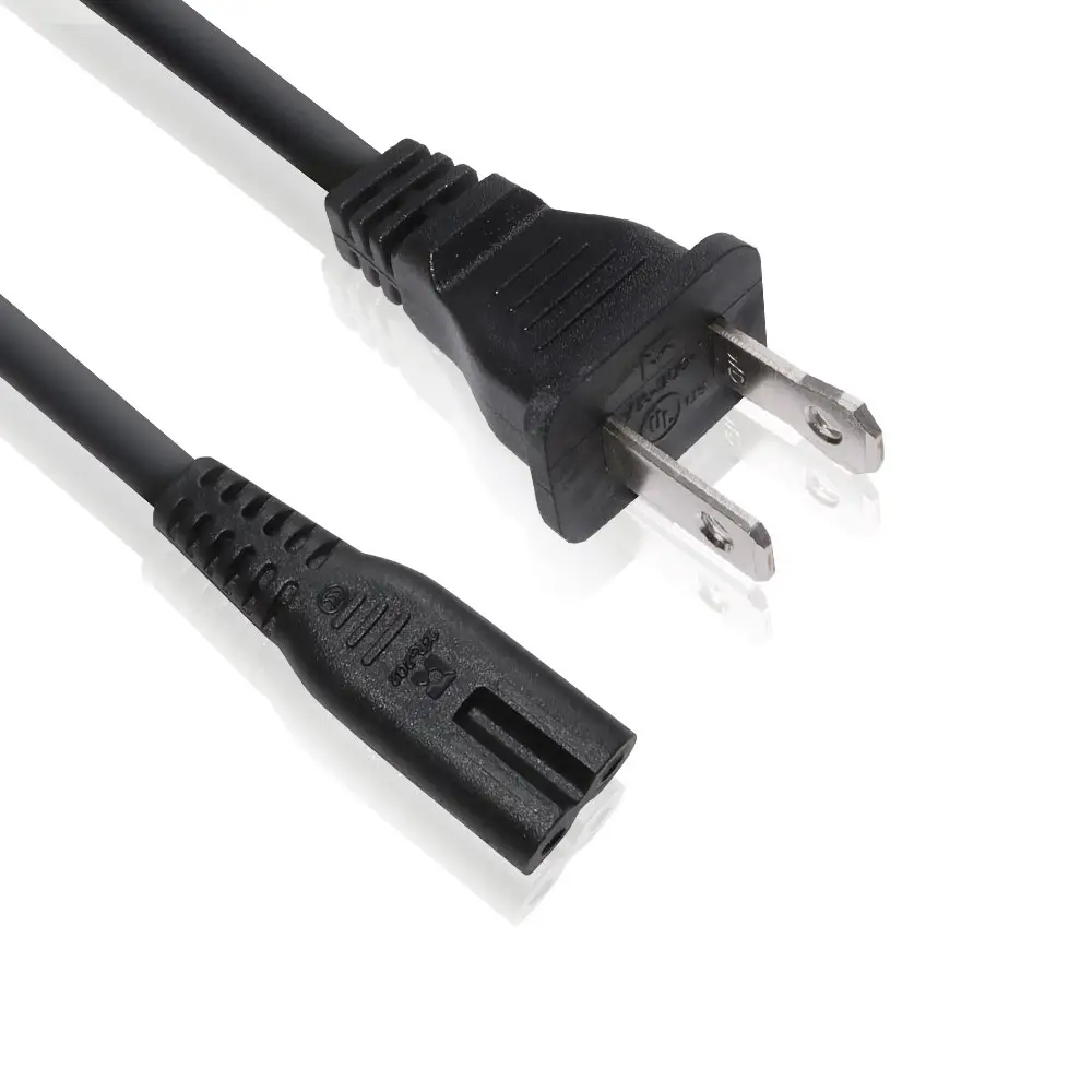 US-Zulassung Gummi-PVC-Mantel Elektrisches TV-Anschluss kabel Nicht polarisierte Netz kabel