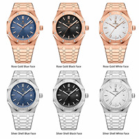 Montre à quartz pour homme POEDAGAR 924 en or rose, acier inoxydable, cadran bleu, étanche, lumineuse, date, montre de luxe pour affaires