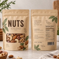 Sachet Doypack Personnalisé en Papier Kraft Qualité Alimentaire avec Fenêtre et Fermeture Zip Refermable pour Emballage de Snacks et Noix
