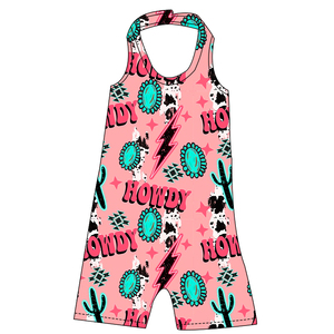 Tutina per Bambine Stile Occidentale con Motivo Mucca, Bretelle al Collo, Stampa Floreale e Cactus, <span class=keywords><strong>Senza</strong></span> <span class=keywords><strong>Maniche</strong></span>, Corta - Product Image 6