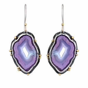 Orecchini Pendenti Vintage Bicolore con Pietre Viola e Rosse per Donne - Product Image 1