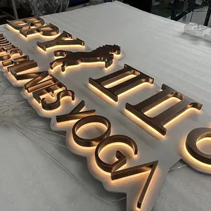 新しいスタイルの金属ライトアップ文字ステンレス鋼電気メッキゴールドブロンズ真鍮バックライト文字