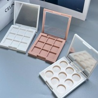 Klassische Quadratische Neun-Farben-Kosmetikpalette aus ABS-Kunststoff Modell 1048 mit Durchsichtiger Fenster-Spiegelabdeckung Matte Probe
