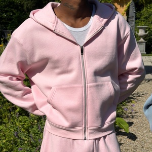 Custom Men Casual Tracksuit Zip Up Cropped Hoodie Knee Length Wide Leg Sweat Shorts 2 Piece Oversized Jogger Matching <b>Set</b> - Product Image 2