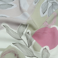 Tissu tissé 100 % viscose, imprimé abstrait botanique géométrique sur toute la surface, pour robe et jupe de mode féminine