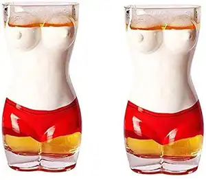 60Ml Gelas Cocktail Kreatif Tanpa Tangkai Seksi Bentuk Wanita Telanjang Kaca Unik untuk Bar