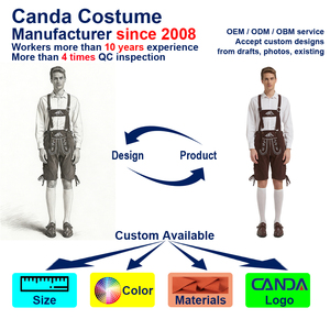 Traje Tradicional Corto para Hombre, Estilo Oktoberfest, Color Marrón, Poliéster, Tirantes Bordados, Auténtico, <span class=keywords><strong>de</strong></span> Fábrica, con Certificación CE - Product Image 4