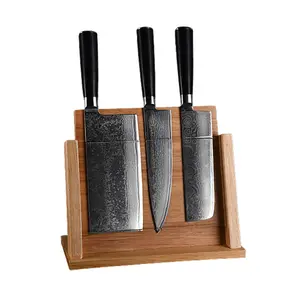 Cucina gomma legno bambù display magnete portacoltelli con bordo acrilico set di coltelli magnetici in legno universale