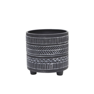 Jardinières modernes sur pied en céramique noire, pots décoratifs pour intérieur et extérieur, lot de deux - Product Image 2