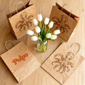 Sacs en papier kraft brun avec poignées en corde de coton, recyclables, biodégradables, logo personnalisé, emballage cadeau, emballage alimentaire pour gâteaux, <span class=keywords><strong>sucre</strong></span> - Product Image 6