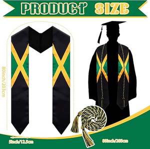 Banda de Graduación Personalizada de Alta Calidad con Bandera de Colombia y Jamaica + Cordones de Honor, Prenda de Graduación Unisex - Product Image 2