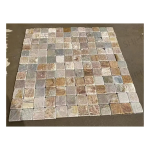 Oyster Vàng quartzit Cobble Cube Giảm tự nhiên chia Bề mặt lưới pavers đường lái xe Patio Lát đá cuội đá phiến - Product Image 1