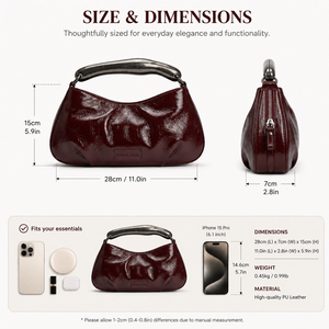 Bolso de Hombro de Cuero PU Brillante para Mujer, Bolso de Mano con Acabado Patentado, Forma Curva, Asa de Metal, Bolso de Moda Diaria - Product Image 5