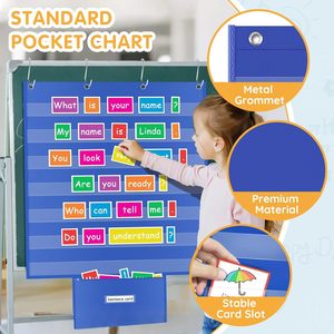 Cuadro de bolsillo de 28x28 cm para colgar en la pared, con bolsa de almacenamiento con cremallera, para uso en el aula, de 3 a 6 años, papel laminado duradero - Product Image 2