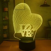 Lampe de nuit en acrylique 3D colorée en forme de cœur, lampe de table de dessin animé, cadeau pour la Saint-Valentin, Halloween, événement ou fête