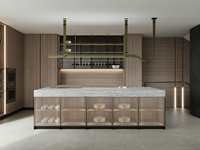Meubles de cuisine modulaires de luxe sur mesure avec comptoir en marbre et charnières, pour îlot de cuisine à usage domestique