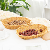 Ensemble de 2 paniers de rangement ovales en rotin tressé à la main, plateau alimentaire en forme de fleur, panier tissé sur mesure