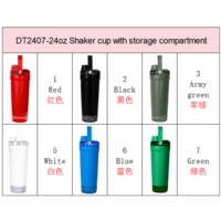Bouteille shaker à protéines en acier inoxydable 24 oz avec logo personnalisé, étanche, avec compartiment de rangement de 4 oz et poignée de transport