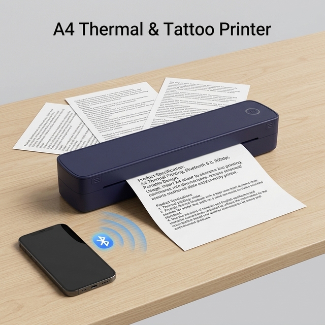 High Speed Mobile Wireless Portable Thermal Printer A4  for Android IOS