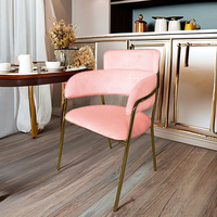 Chaise de salle à manger de luxe en velours avec pieds en métal doré, style nordique, chaise de salle à manger pour restaurant