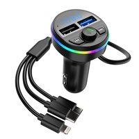 Transmetteur FM universel pour véhicule 12V-24V BT V5.3, lecteur MP3, appels mains libres avec câble de charge 3 en 1, charge rapide