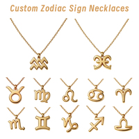 Collier personnalisé avec signe du zodiaque, symbole de constellation 3D, pendentif plaqué or, chaîne de clavicule, cadeau d'anniversaire, bijoux de mode pour femmes