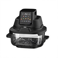 Friteuse à air grande capacité 4,5 L avec fenêtre de visualisation, friteuse à air en verre 1500 W avec contrôle de température, cuisson rapide sans huile