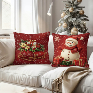 Christmas throw pillows featuring Santa snowman tree sleigh gifts for festive holiday decor - Product Image 4