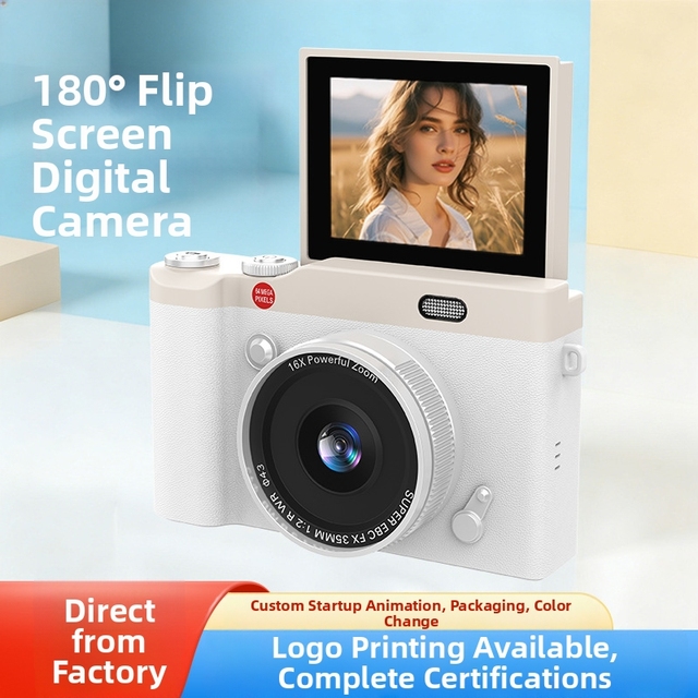 DLC  Portable Digital Camera 64MP Photo 4K Video Recorder with Flip Screen WiFi Auto Focus Compact Vlog Camera for Teens