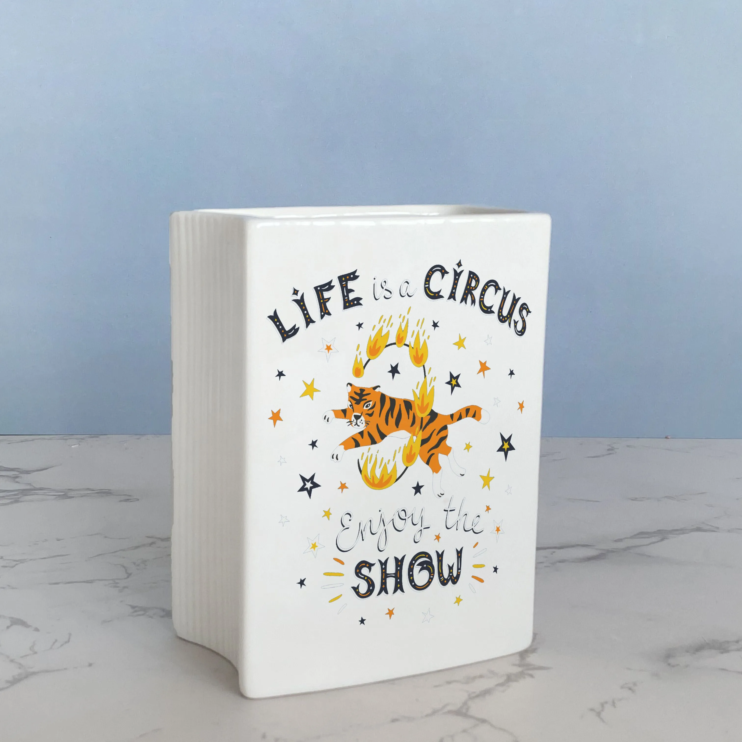 Design personalizado chinês ano novo, caixa de presente, estampa zodiac tigre livro forma flor tigre vaso