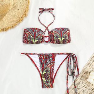 Costume da Bagno Sexy da Donna 2025, Bikini a Due Pezzi Personalizzato, Costume da Nuoto con Allacciatura al Collo, Micro <span class=keywords><strong>Perizoma</strong></span> Brasiliano - Product Image 6