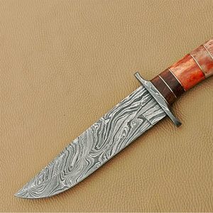 Couteau de chasse tactique en acier Damas fait main, couteau à lame fixe de survie en plein air, vente en gros de couteaux de chasse Damas de haute qualité - Product Image 2