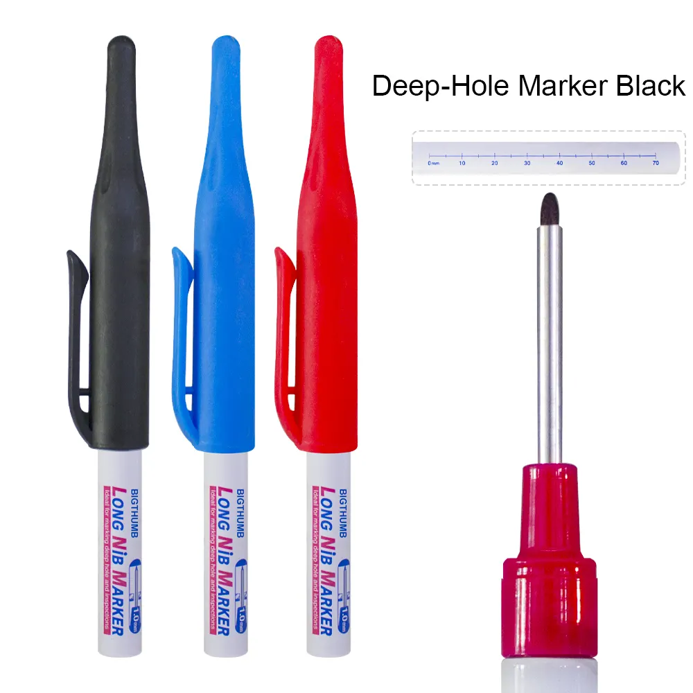 Caneta marcadora para ponta longa, venda direta de fábrica, adiciona caneta de carpinteiro permanente de metal, caneta mecânica de furo profundo