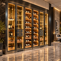 Réfrigérateur à vin commercial personnalisé à température contrôlée, grande capacité, porte vitrée, vitrine à vin