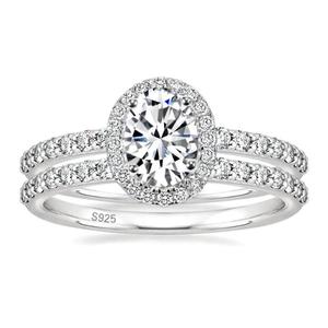 Anillo de Compromiso de Plata de Ley 925 con Diamante Moissanita, Diamante Cultivado en Laboratorio, Joyería Nupcial para Boda - Product Image 3