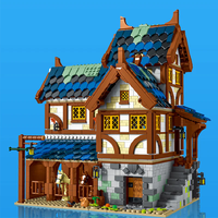Kit de construction d'écurie médiévale de 2724 pièces pour enfants et adultes dans des constructions sur le thème de la fantaisie, idéales pour les créations de scènes de château