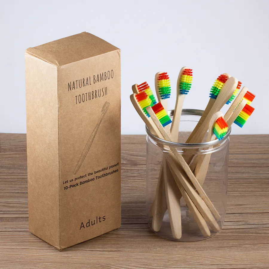 Biodegradable Wooden Bamboo Toothbrush Soft Bristles with Travel Toothbrush Case Charcoal Dental Floss Kids and adult Toothbrush