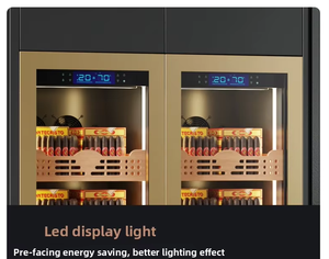 خزانة سيجار نبيذ أحمر بسعة كبيرة وذكاء بدرجة حرارة ثابتة ، خزانة مزدوجة بباب ذهبي مع تقنية ورنيش - Product Image 5