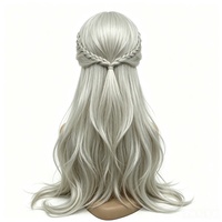 Perruque Princesse Demi-Attachée Tressée Brun Châtain, Postiche Complet pour Cosplay, Accessoire de Déguisement pour Anniversaire, Jeu de Rôle et Spectacles