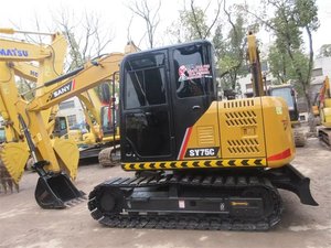 Excavatrice sur chenilles Sany SY75C jaune, équipement de construction hydraulique à commande intelligente, excavatrice de haute qualité - Product Image 2